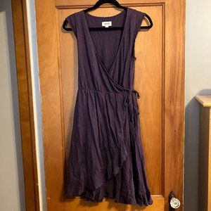 Pact Easy Slub Wrap Dress in Currant